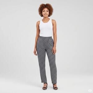 Max Studio Women’s Size L Black & White Houndstooth Knit Pull-On Pants